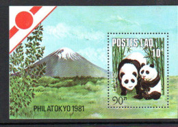 LAOS -  1981- PHILATOKYO / GIANT PANDA  SOUVENIR SHEET MINT NEVER HINGED, - Laos