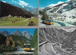 CPA CARTE POSTALE SUISSE 4 X POSTALAUTO AUTO PÖSTALE CAR POSTAL - Collections & Lots