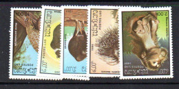 LAOS -  1985 - MAMMALS SET OF 5 MINT NEVER HINGED, - Laos