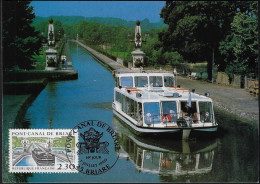 France 1990 Y&T 2658, Carte Maximum. Pont-canal De Briare Sur La Loire, Loiret. Péniche Lucie - Bateaux