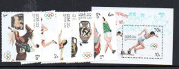 LAOS -  1988 - SEOUL OLYMPICS  SET OF 7 + SOUVENIR SHEET MINT NEVER HINGED, - Laos