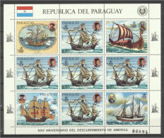 Paraguay 1985, 500th Discovery Of America, Ships, Sheetlet - Bateaux