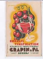 PUBLICITE : Engrais Vinification GRAPIN Et Fils à Beziers (vins - Vigne) - Très Bon état - Publicidad