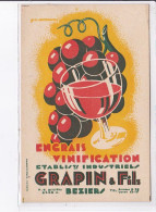 PUBLICITE : Engrais Vinification GRAPIN Et Fils à Beziers (vins - Vigne) - Très Bon état - Advertising