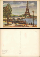 Ansichtskarte  Künstlerkarte DDR Maler GERHARD STENGEL Paris Eiffelturm 1970 - Peintures & Tableaux