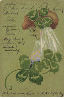 N°23913 - Illustrateur - Art Nouveau - Jeune Femme Entourée De Trèfle - 1900-1949