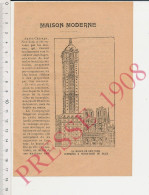 Gravure 1908 Tour Compagnie Singer Building New-York Urbanisme Gratte-ciel Architecture Notre-Dame De Paris Cathédrale - Ohne Zuordnung