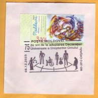 2023  Moldova Special Postmark „Universal Declaration Of Human Rights - 75 Years”, Cutting From An Envelope. - Moldova