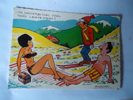 NETHERLANDS   POSTCARDS COMICS CARICATURE SKI IN BEACH - Bandes Dessinées