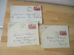 Lot De 3 Timbre Pau 90 C Rouge Sur Lettre - Cartas & Documentos