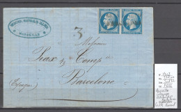 France - Lettre Marseille Pour Espagne - Barcelone - ESTRANGERO BARCELONA - 1862 - Maritime Post