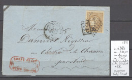 France - Lettre Nuits - Cote D'Or - 1871 - Yvert 43Ab - BISTRE VERDATRE - 1849-1876: Classic Period