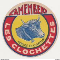 F/ETIQUETTE DE CAMEMBERT FABIQUE EN CHAMPAGNE LES CLOCHETTES - Quesos