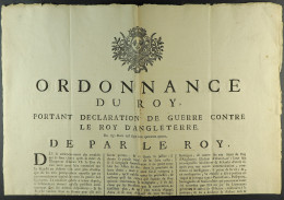 WAR OF THE AUSTRIAN SUCCESSION Rare Original French Declaration Of War Poster Of 7th April 1744 'ORDONNANCE DU ROY, PORT - Other & Unclassified