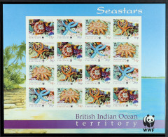 2001 Endangered Species - Seastars Set Of 16 IMPERF PROOF SHEETLET (as SG 253/56), From The BD.T. Printers Archive. - Territorio Britannico Dell'Oceano Indiano