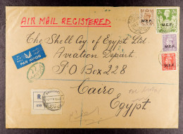 M.E.F. 1949 (10 Feb) Large Env Endorsed 'AIR MAIL REGISTERED' To Cairo (The Shell Co. Of Egypt Ltd, Aviation Dept.) Bear - Afrique Orientale Italienne