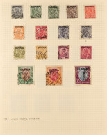 1937 - 1947 COLLECTION Of 100+ Used Stamps On Album Pages, 1937 Set To 5r, 1938-40 Set To 5r, 1945 'MILY ADMIN' Set, 194 - Burma (...-1947)