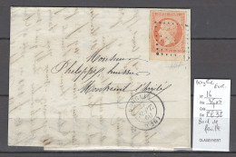 France - Lettre Broglie - Eure - Yvert 16 Bord De Feuille - Luxe - 1860 - Schiffspost