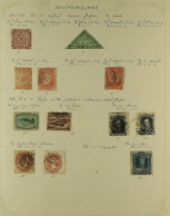 NEWFOUNDLAND - 1860 - 1947 COLLECTION Of Around 140 Mint & Used Stamps On Pages, Note 1860 3d Triangle, 1957 8d Scarlet- - Autres & Non Classés