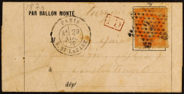 BALLON MONTE 1870 (29 Nov) Printed 'Par Ballon Monte' Entire Letter Addressed To CONSTANTINOPLE (TURKEY), Bearing 40c Or - Sonstige & Ohne Zuordnung