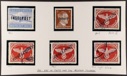 INSELPOST 1944-1945 Group 6 Stamps, RHODOS 1944 (-) Ultramarine Roulette Perf Mint, AGRAM 1944 (-) Lake-brown Perf Plate - Autres & Non Classés