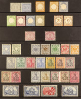 1872 - 1919 MINT COLLECTION Of 70 Stamps On Protective Pages, Note 1872 10g Grey And 30g Blue, 2kr Orange Small Shield,? - Other & Unclassified