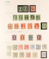 1881 - 1899 OLD COLLECTION Of 58 Mint & Used Stamps On 2 Album Pages, Note 1861-62 1d Bluish-green, 1d Green, 6d Rose, 1 - Grenade (...-1974)