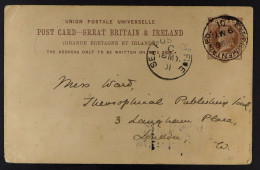 1901 (9 May) GB 1d Postal Card To London, Sent From Benares (now Varanasi) With Comments Regarding Registered & Unregist - Otros & Sin Clasificación