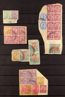 INDIA USED IN ABADAN (PERSIA) 31 Examples Of 1920's Indian Stamps, Tied To Pieces By 'ABADAN' (SG Type Z2) Postmarks, Va - Otros & Sin Clasificación