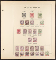 JOHORE Collection Of 64 Mint & Used Stamps Spanning 1884 - 1941 Old Album Pages. - Autres & Non Classés