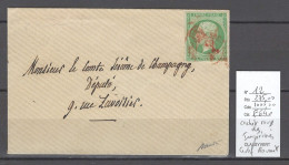 France - Lettre Yvert 12 - Cachet Rouge Des Imprimés - Certificat Roumet - 1849-1876: Période Classique