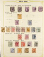 1859 - 1897 COLLECTION Of 46 Used Stamps On Album Pages, Note 1859-74 6d (5, Shades Incl Perf 12?), 1872-73 Wmk Sdwys 3d - Sierra Leona (...-1960)