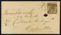 STAMP - 1878 (11th July) The Envelope Of A Letter Paid Sixpence From Pitlochry, Scotland, To Calcutta, INDIA, Via Southa - ...-1840 Préphilatélie