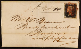 1840 (19 Nov) Entire Letter To Rowden, Bearing 1d Penny Black 'DA' Plate 2 (SG 2) Tied By Red MC Cancel, Plus 'Bristol'  - Non Classificati