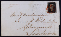 1840 (23 Sep) Entire Letter Bearing 1d Back 'LA' Plate 2 (4 Margins) Tied By Red MC Cancel, Two Transit Marks On Reverse - Non Classificati