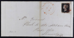 1840 (24 Sep) Entire Letter Bearing 1d Black Plate 1b 'II' (4 Good To Large Margins) Tied By Red MC Cancel, Plus 'Iron B - Ohne Zuordnung