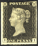 1840 1d Black 'II' Plate 3, SG 2, Mint Large Part OG, 3 Margins Just Shaving At Upper Left, Shows Portion Of Adjoining S - Sin Clasificación