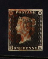 1840 1d Black 'TA' Plate 4, SG 2, Used With 4 Margins & Red Maltese Cross Cancellation. - Unclassified