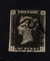 1840 1d Black 'JJ' Plate Plate 8, SG 2, Used With 4 Margins & Black Maltese Cross Cancellation. Some Thins. - Unclassified