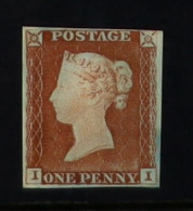 1841 1d Pale Red-brown (worn Plate) 'I I' From Plate 60, SG 9, Unused With 4 Margins. Cat ?675. - Other & Unclassified