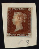 1841 1d Red-brown 'OC' From 'black Plate' 8, SG 7, Unused With 3+ Margins Affixed To Original Fragment. Rare, Cat ?11,00 - Andere & Zonder Classificatie