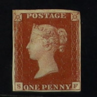 1841 1d Red-brown 'SF' From 'black Plate' 9, SG 7, Mint Large Part OG With 4 Margins, Repaired Tear At Upper-left Corner - Other & Unclassified