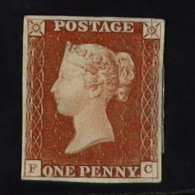 1841 1d Red-brown 'FC' From 'black Plate' 8, SG 7, Unused With 4 Margins, The Right Side Margin Sliced Off And Re-affixe - Otros & Sin Clasificación