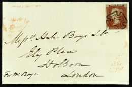 Delcampe - 1843 (14 Apr) EL To London Bearing 1d Red-brown Plate 33 With 4 Margins Tied By Very Fine Distinctive CORK Maltese Cross - Andere & Zonder Classificatie