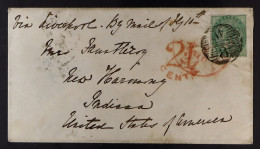 1858 (9 Feb) Env 'via Liverpool By Mail Of Feb 10th' Bearing 1s Deep Green (SG 71) Tied London Numeral Pmk, Other Transa - Autres & Non Classés