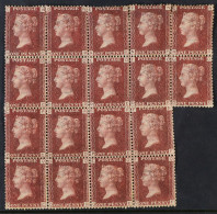 1864-79 1d Rose-red Plate 145, SG 43, Mint (many Stamps Are Never Hinged) Irregular BLOCK Of 18, Some Perforation Splitt - Autres & Non Classés