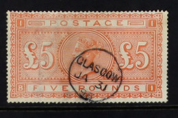 1867-83 ?5 Orange, SG 137, Used With Superb Small GLASGOW JA 31 96 Cds Cancellation, Light Rubbing At Left. Cat ?3500. V - Andere & Zonder Classificatie