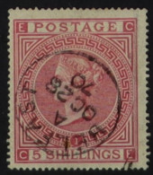1867-83 5s Rose (plate 1) Wmk Maltese Cross, SG 126, Used With Superb Belfast OC 28 70 Cds Cancellation. Diena Certifica - Other & Unclassified