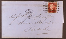 1869 (12 May) L.S To Hitchen Bearing 1d Red 'plate' (faults) Tied By AZEMAR (or Fischer And Maas) Cancellation With Circ - Other & Unclassified