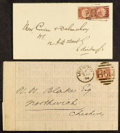 1870 ?d Plate 5 On Prices Current List Liverpool To Northwich 1874, And Plate 13 Pair On Envelope Colinsburgh To Edinbur - Other & Unclassified